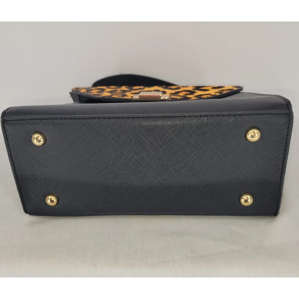 Dune London ~ Leopard Print Calf Hair, Black Satchel Crossbody Handbag‎